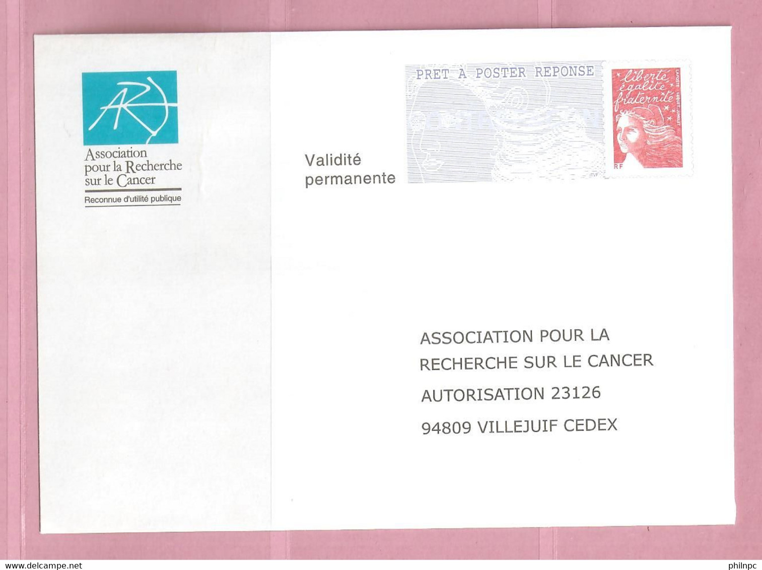 France, Prêt à Poster Réponse, 3417, Postréponse, ARC, Association Pour La Recherche Sur Le Cancer, Marianne De Luquet - Prêts-à-poster:Answer/Luquet