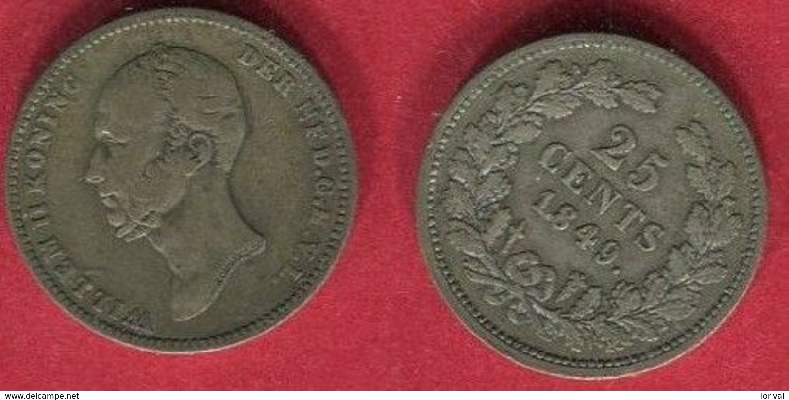 § 25 CENTS 1849   ( KM  76  ) TB  38 - 1840-1849 : Willem II