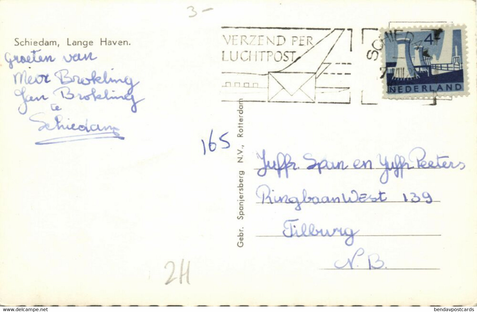 Nederland, SCHIEDAM, Lange Haven (1960s) Ansichtkaart - Schiedam