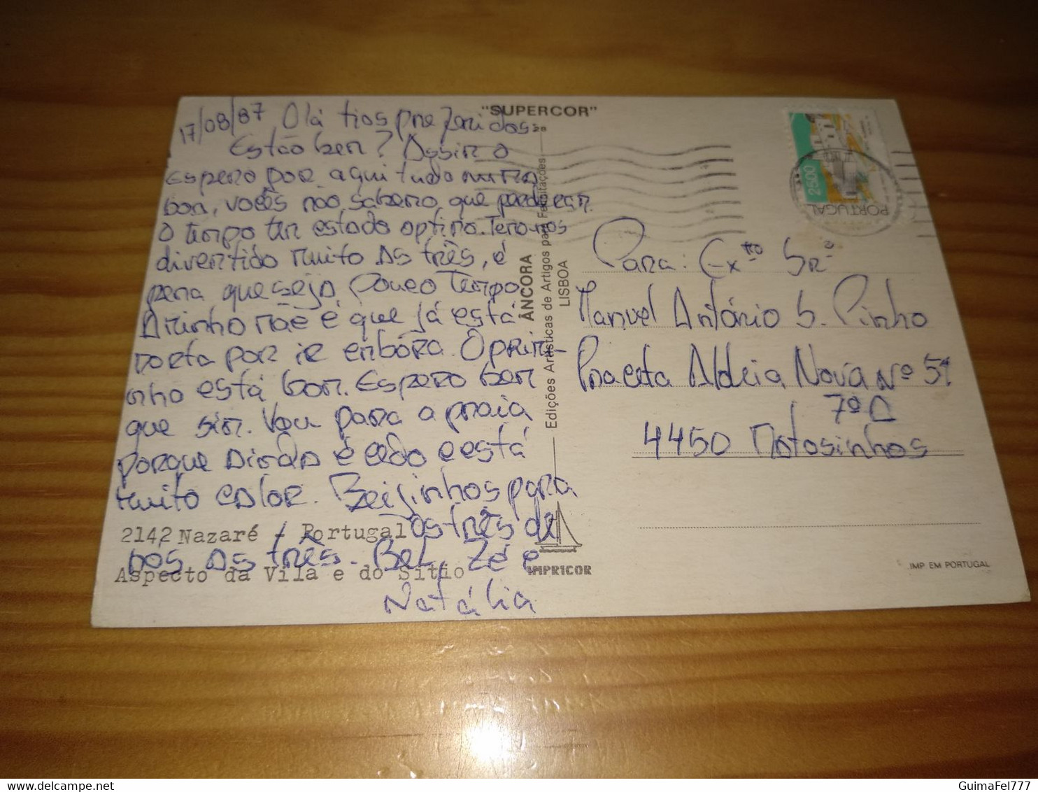 Postcard Portuguese (Circulado Com Selo) "  Aspecto Da Vila E Do Sitio " Nazaré - Leiria