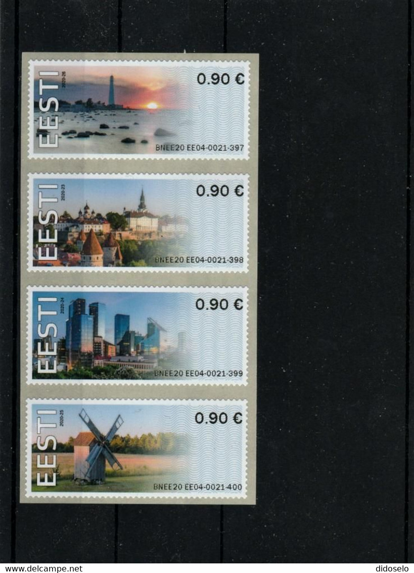 Estonia - 2020 - Lighthouse, Architecture, Windmill - Set Of Labels MNH(**) - Lighthouses