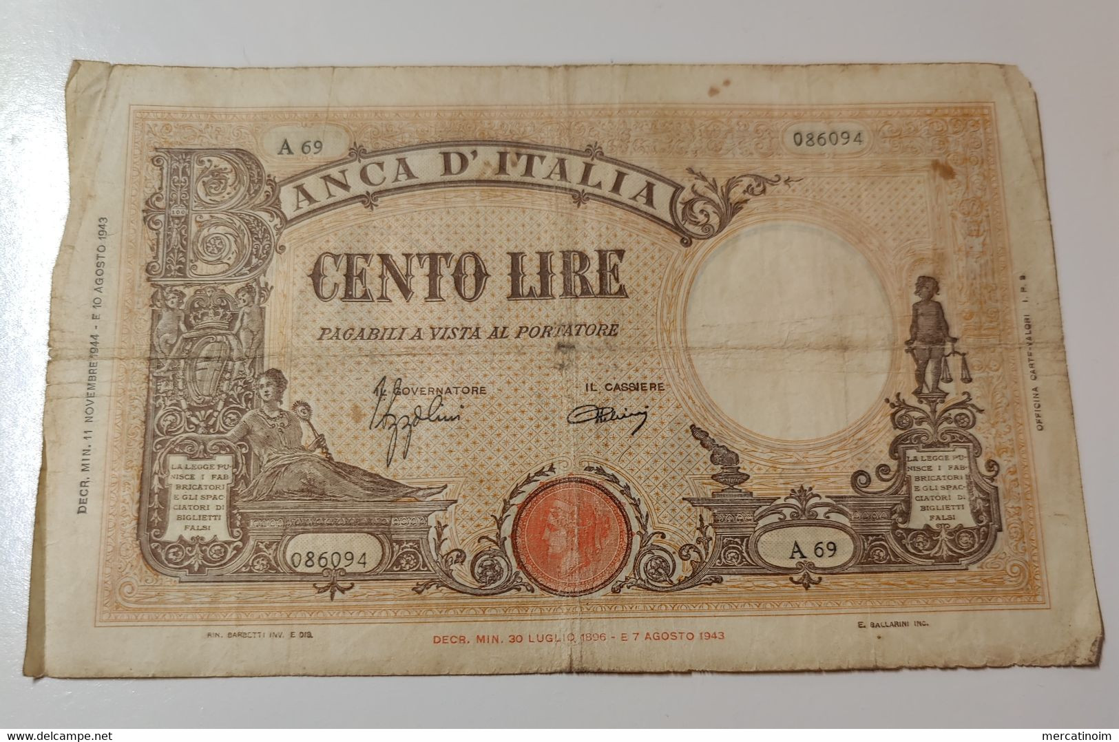 100 Lire 11 11 1944 - 100 Liras