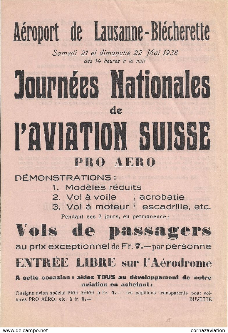 Aviation - Affiche Meeting Lausanne-Blécherette - 1938 - Rarissime - Poster