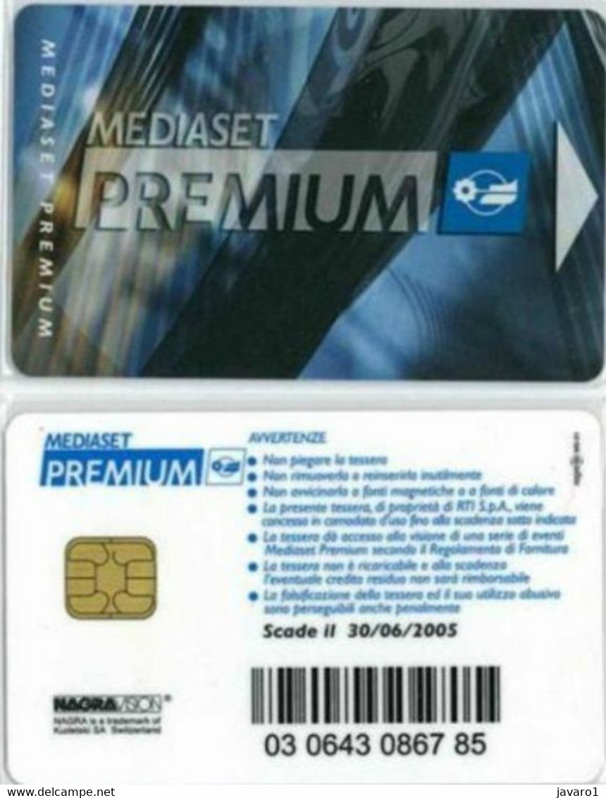 ITALY : Mediaset Premium Nagravison TV Satellite Decoder Smart Card - A Identificar