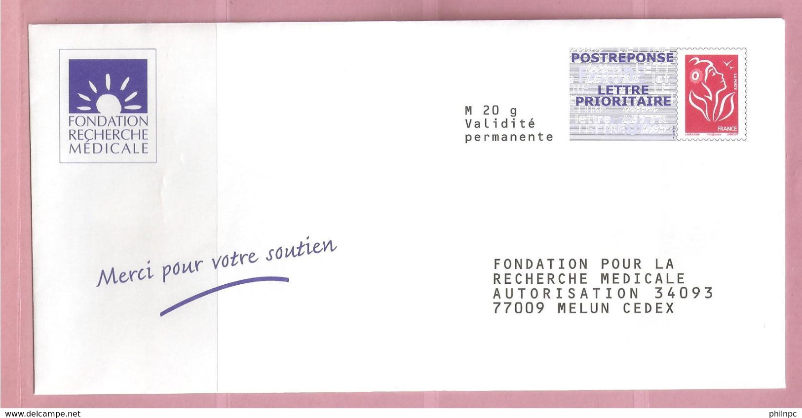 France, Prêt à Poster Réponse, 3734A, Postréponse, Fondation Recherche Médicale, Marianne De Lamouche - PAP: Antwort/Lamouche