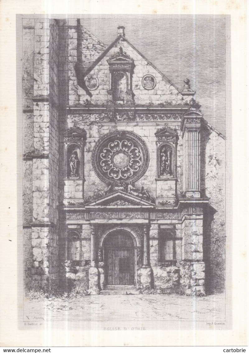 Dépt 77 - Église D'OTHIS - Gravure 19,7 X 27,7 Cm - Othis