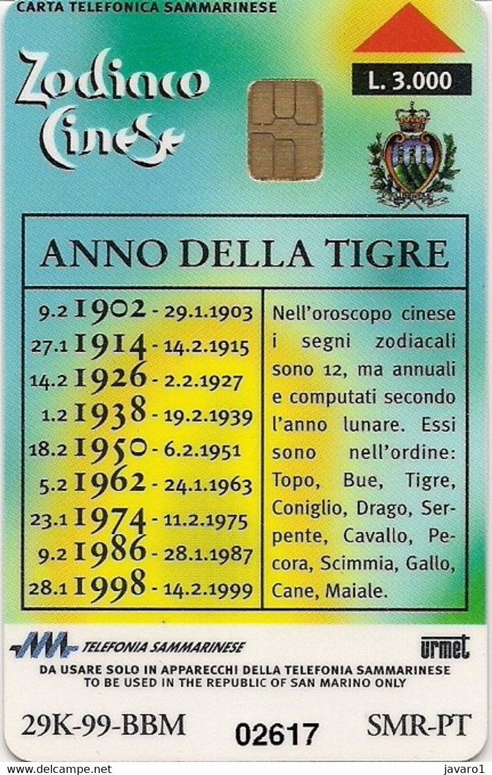 SANMARINO : RSM36  Chip S35 3000 Horoscope Year Of The Tiger MINT - Saint-Marin