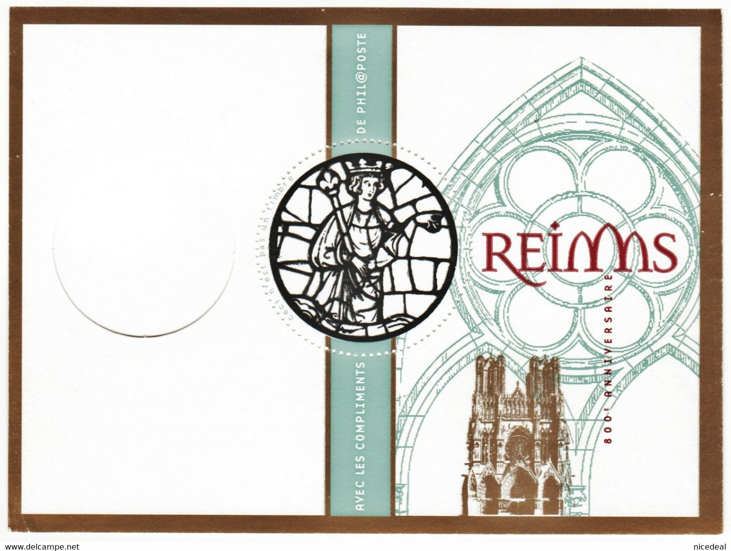 2 Blocs Feuillets 800e Anniversaire Cathédrale Reims + Enveloppe Phil@poste Bonne Année 2012 + Calendrier Philatélique - Blocs Souvenir