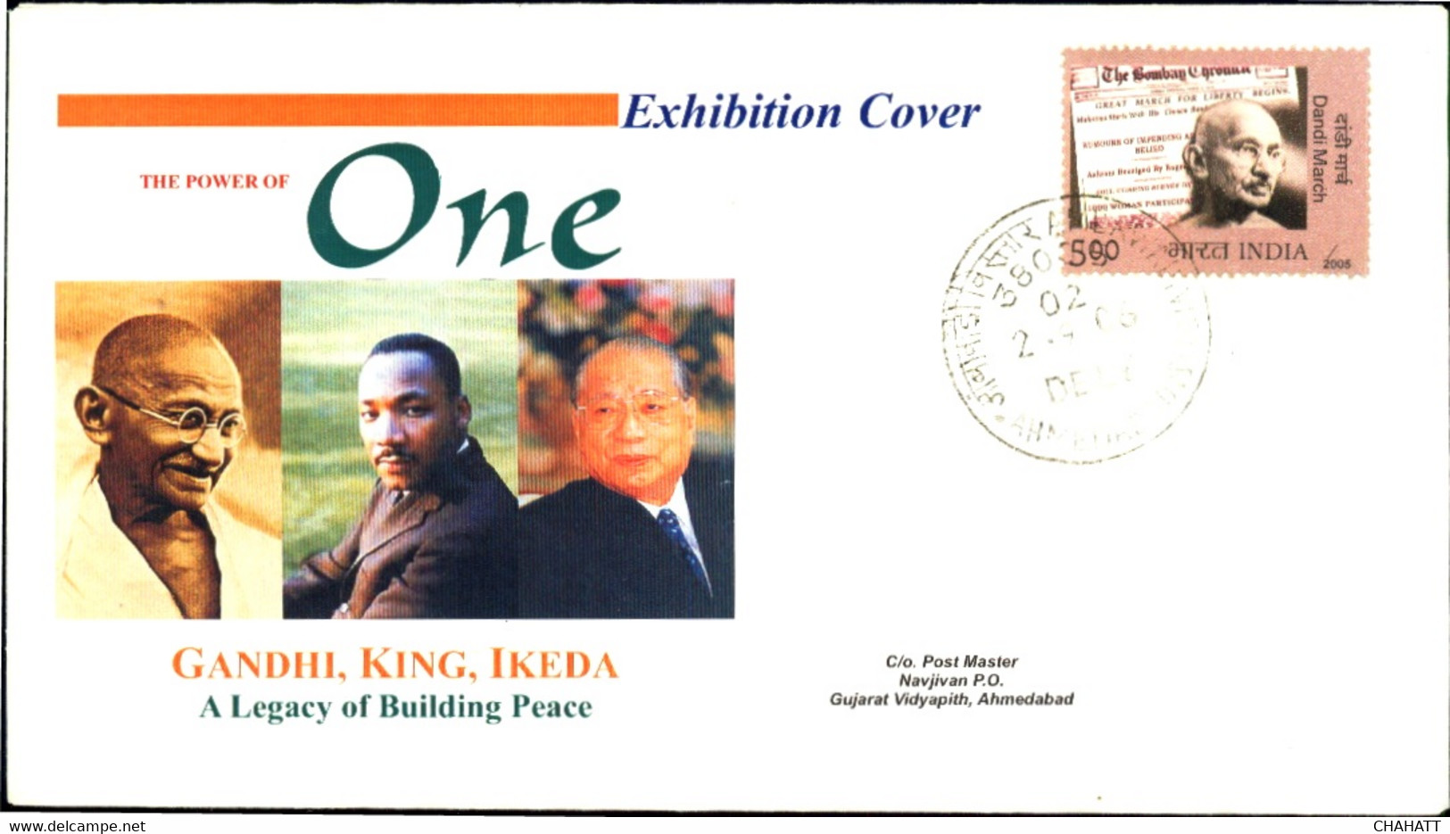 THE POWER OF ONE- GANDHI-KING - IKEDA-A LEGACY OF BUILDING PEACE-EXHIBITION COVER-INDIA-2006-FC2-124 - Mahatma Gandhi