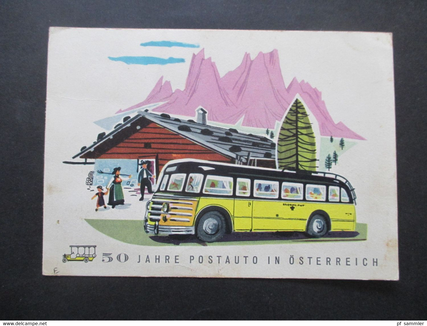 Österreich 1957 Verkehrswerbung Werbekarte 50 Jahre Postauto SSt Jubiläumsfahrt MiF Trachten Und Nr. 1034 - Cartas & Documentos