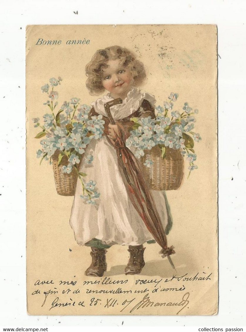 Cp , Fleurs , BONNE ANNEE , Voyagée 1905 , N° 5817 - Fleurs