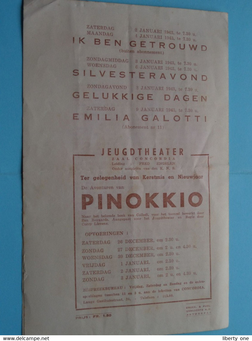 Koninklijke Theaters Van Antwerpen - Nederlandsche Schouwburg / Speeljaar 1942-1943 ( Jan ZEVENSLAG Blijspel ) ! - Programs