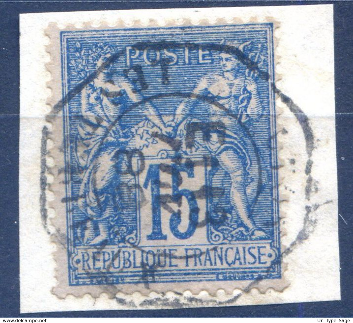 France N°90 TAD Levée Exceptionnelle 13.11.1888 Sur Fragment - (F1876) - 1876-1898 Sage (Type II)