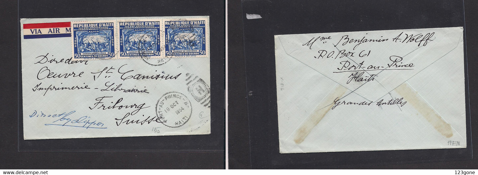 Haiti - Cover -  1954 P Prince To Switz Friburg Air Mult Fkd Env, Nice. Easy Deal. - Haiti