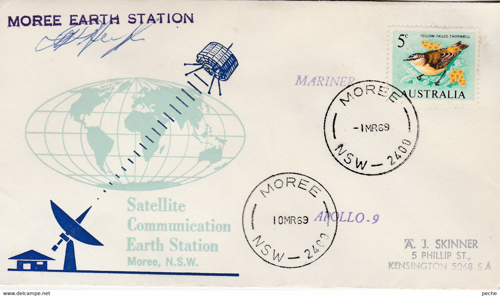 N°1073 N -lettre (cover) -Moree Earth Station - 1969- - Oceania