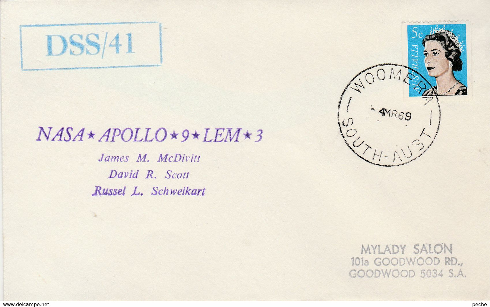 N°1078 N -lettre (cover) -Nasa -Apollo 9 Lem 3 -DSS/41- - Oceanía