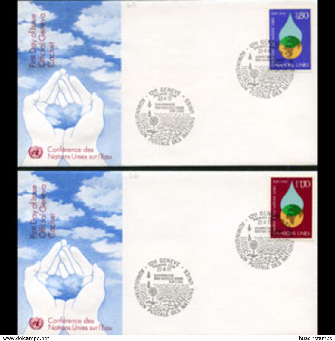 UN-GENEVA 1977 - FDCs - 65-6 Water Resources - Cartas & Documentos