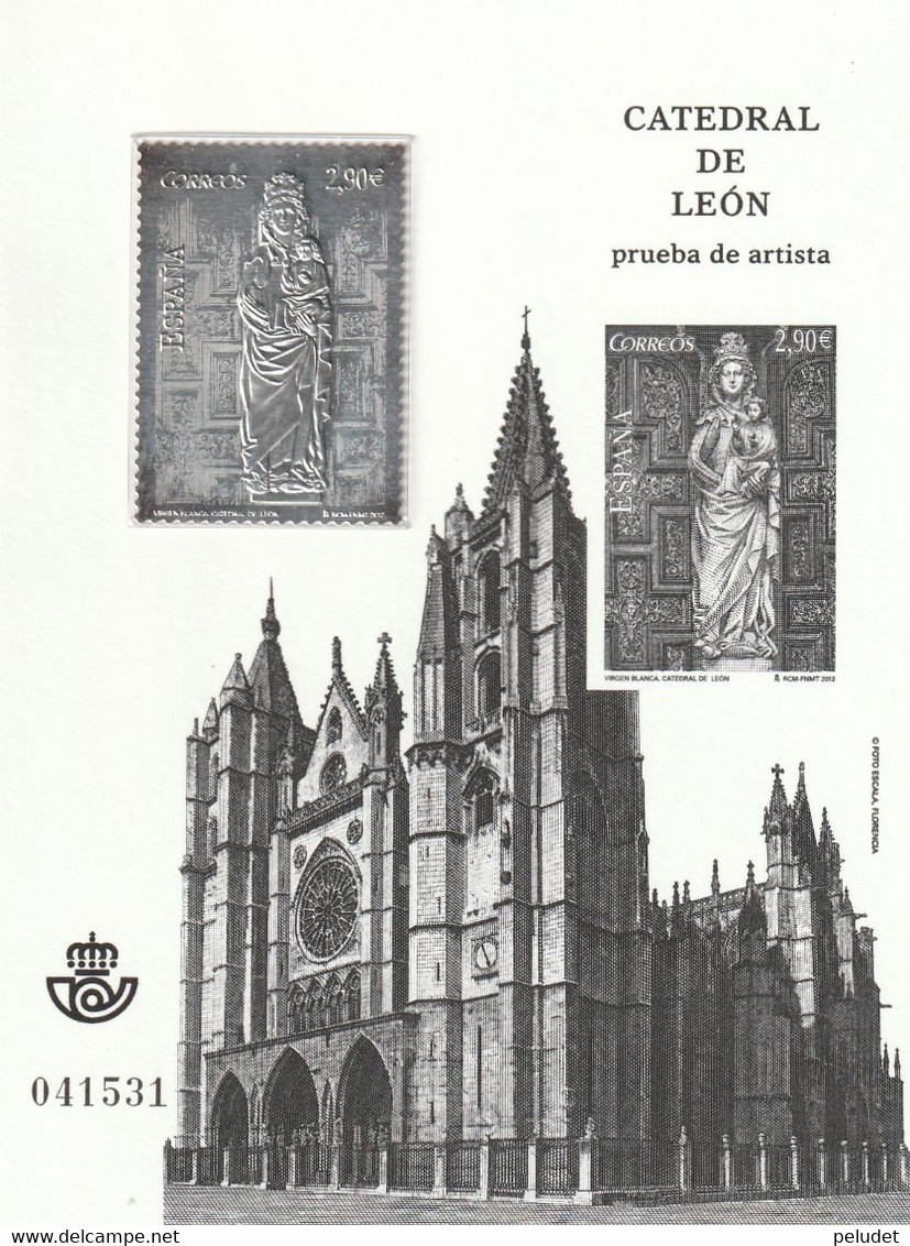 Spain - Espagne, 2012 Catedrales - Catedral León - Cathedrals - Cathedral Leon, Prueba Artista - Artist Proof Stamp(1) - Proofs & Reprints
