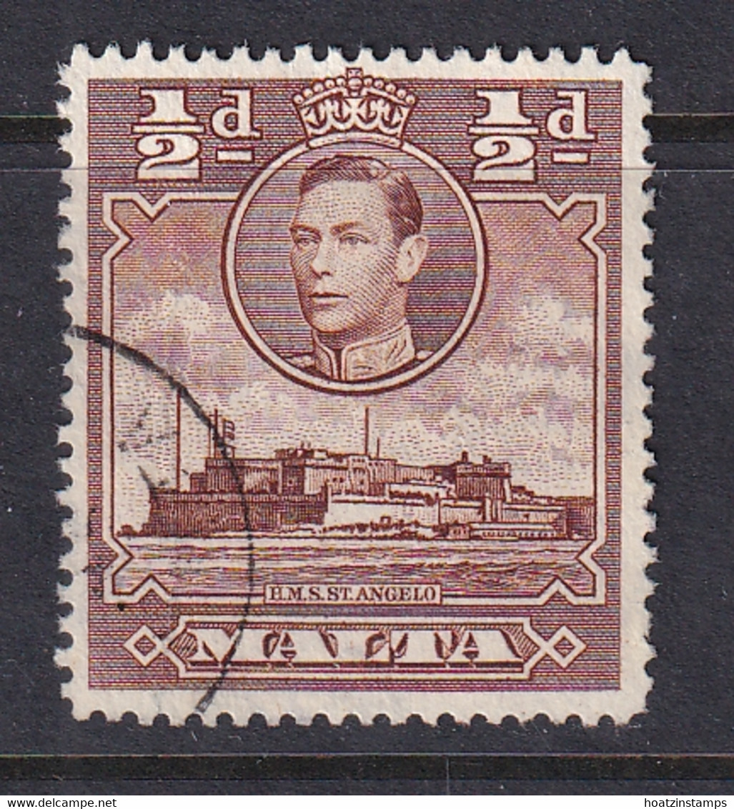 Malta: 1938/43   KGVI     SG218a    ½d   Red-brown   Used - Malte (...-1964)