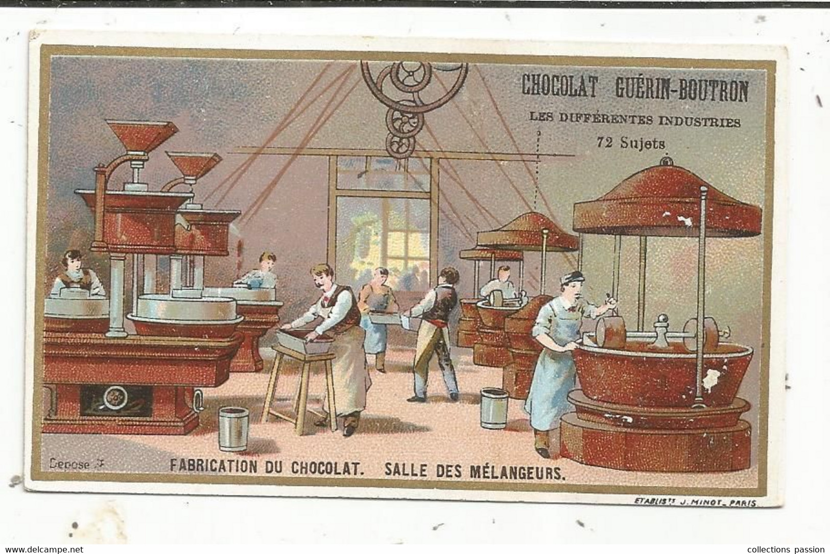 Chromo GUERIN-BOUTRON, Fabrication Du Chocolat ,salle Des Mélangeurs , 2 Scans - Guérin-Boutron