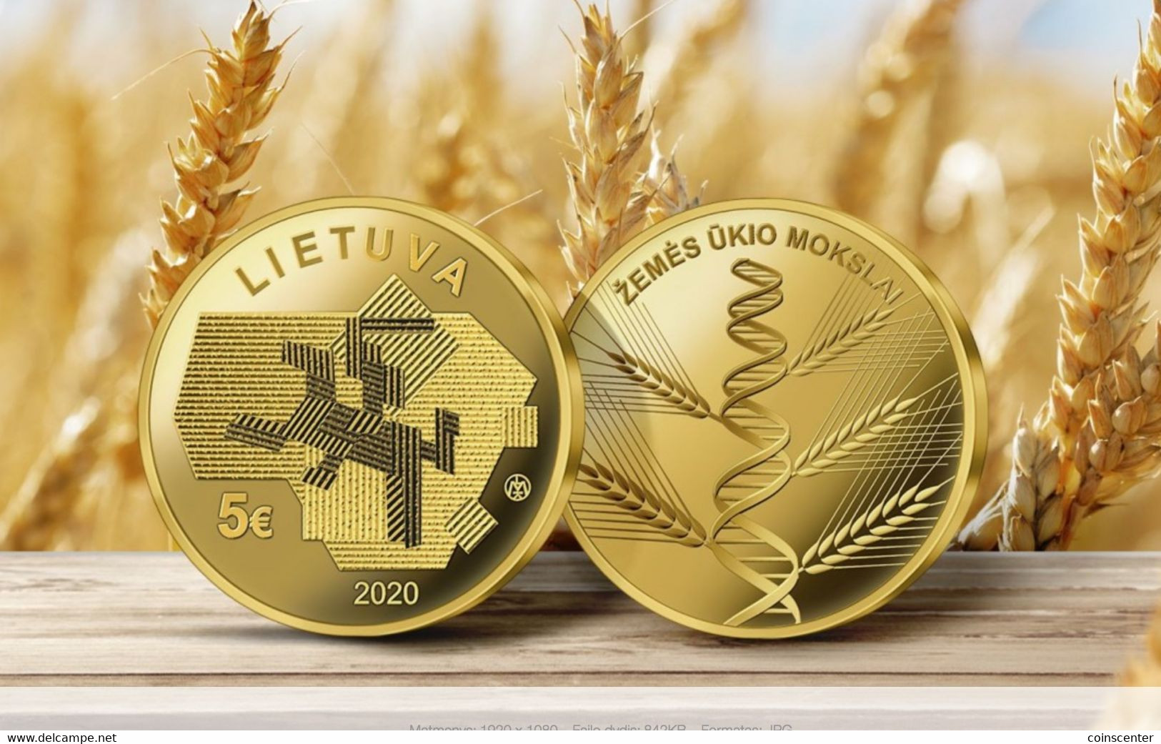 Lithuania 5 Euro 2020 "Lithuanian Science - Agricultural Sciences" AU Gold PROOF - Litauen