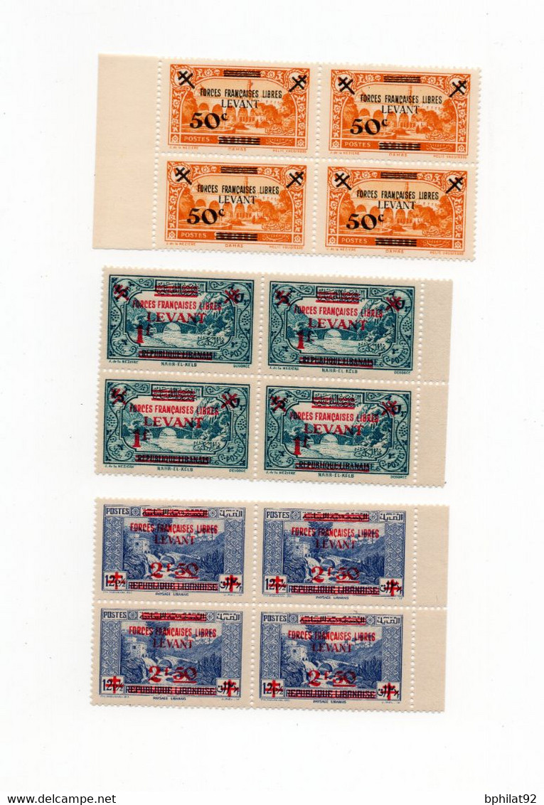 !!! PRIX FIXE : LEVANT, N°41/43 EN BLOCS DE 4 NEUFS ** - Unused Stamps