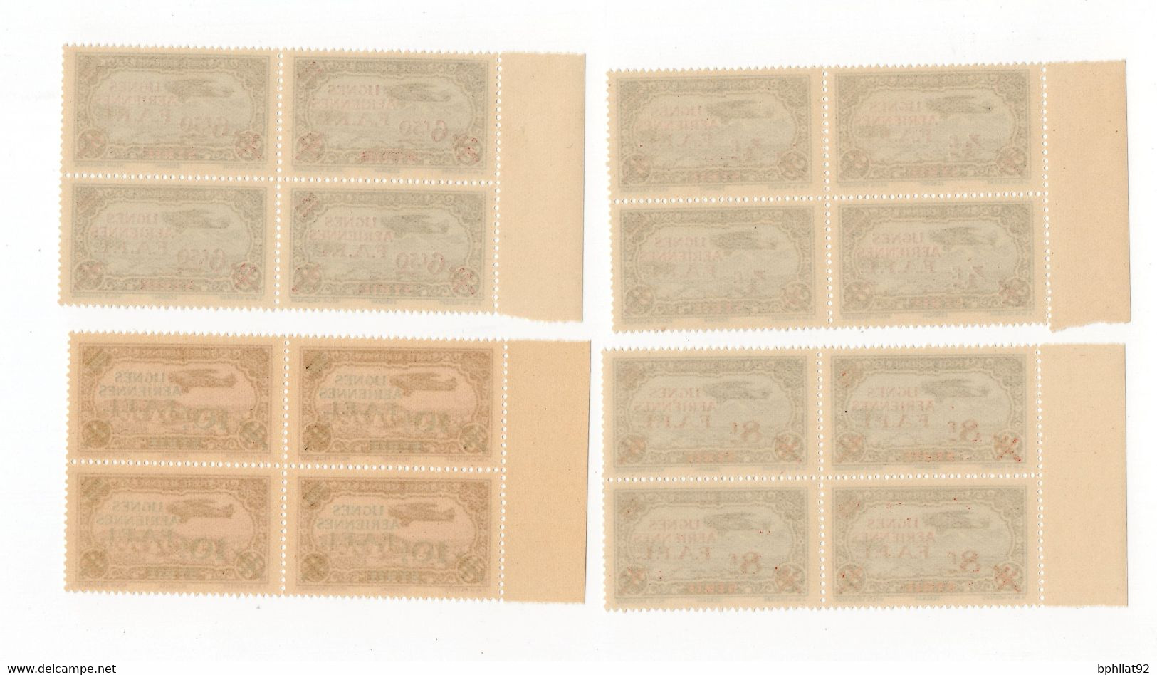 !!! PRIX FIXE : LEVANT, PA N°1/4 EN BLOCS DE 4 NEUFS ** - Unused Stamps