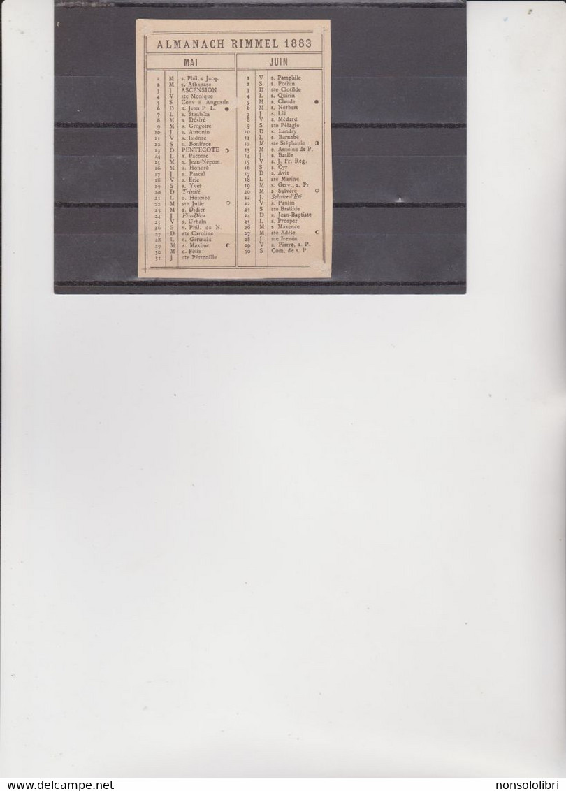 ALMANACH  :  RIMMEL   -TURQUE   . MAI - JUIN  . 1883 - Formato Piccolo : ...-1900