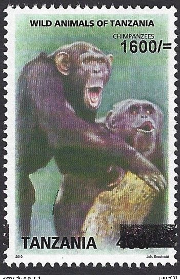 Tanzania 2019 Chimpanzee Ape Monkey Overprint 1600/- On 400/- Michel F5314 Mint - Chimpanzés