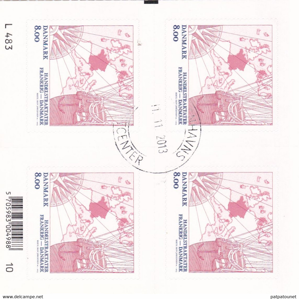 Danemark YV 1729/0 Par 4 O 2013 Relations France Danemark - Used Stamps