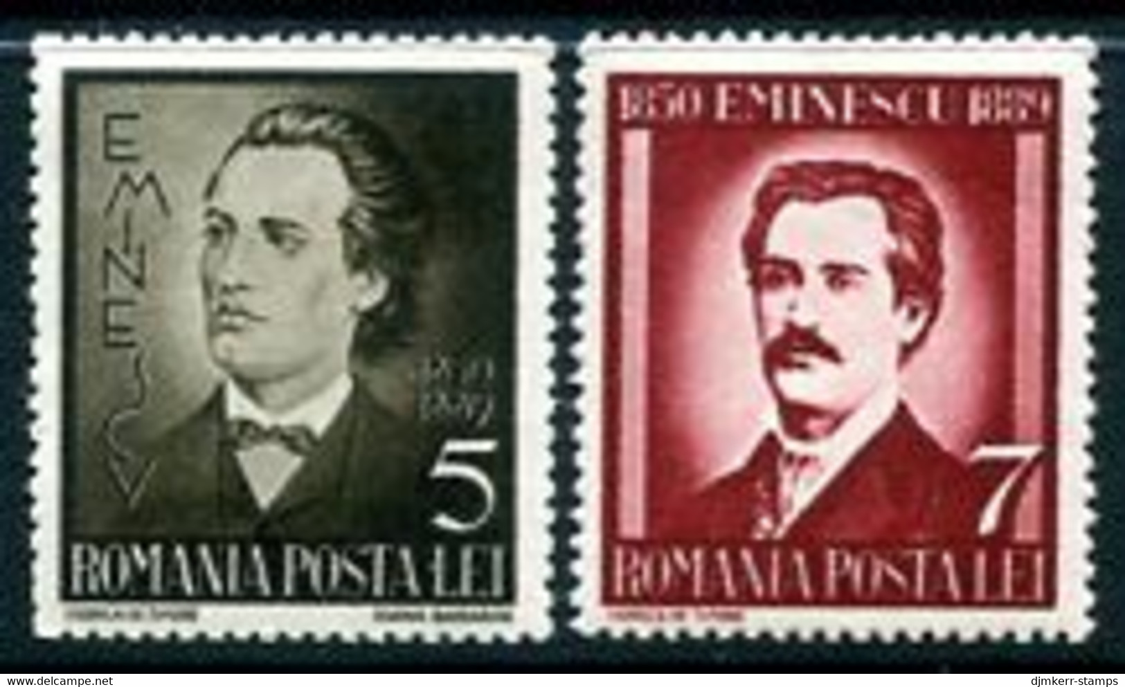ROMANIA 1939 Eminescu Anniversary MNH / **  Michel 596-97 - Neufs