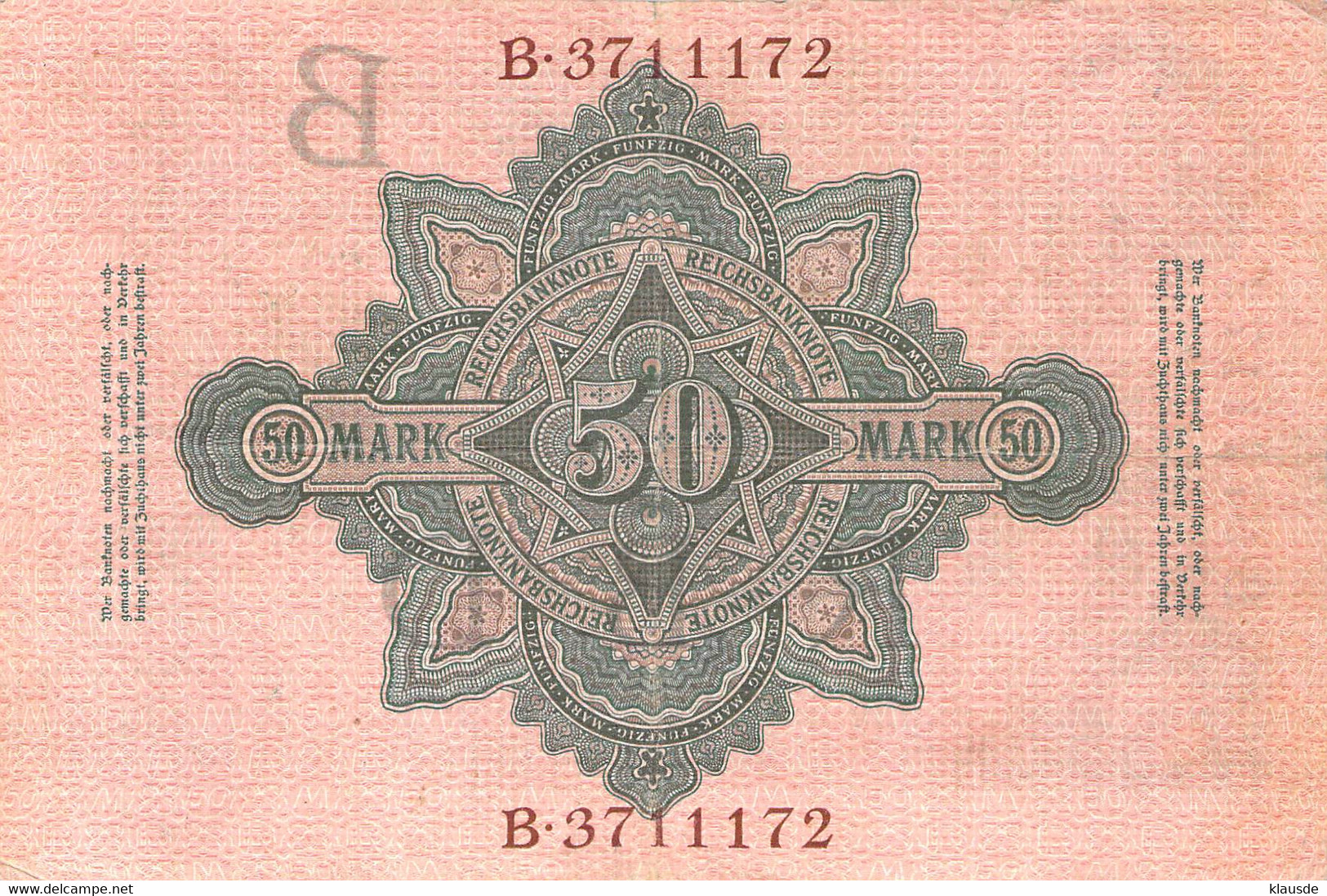 50 Mark 1910 AU/EF (II) KN-NR B 3711172 - 50 Mark