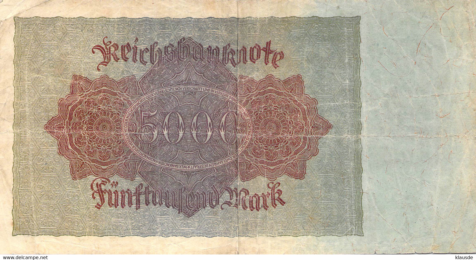 5000 Mark 1922 VG/G (IV) A-02928982 - 500 Mark