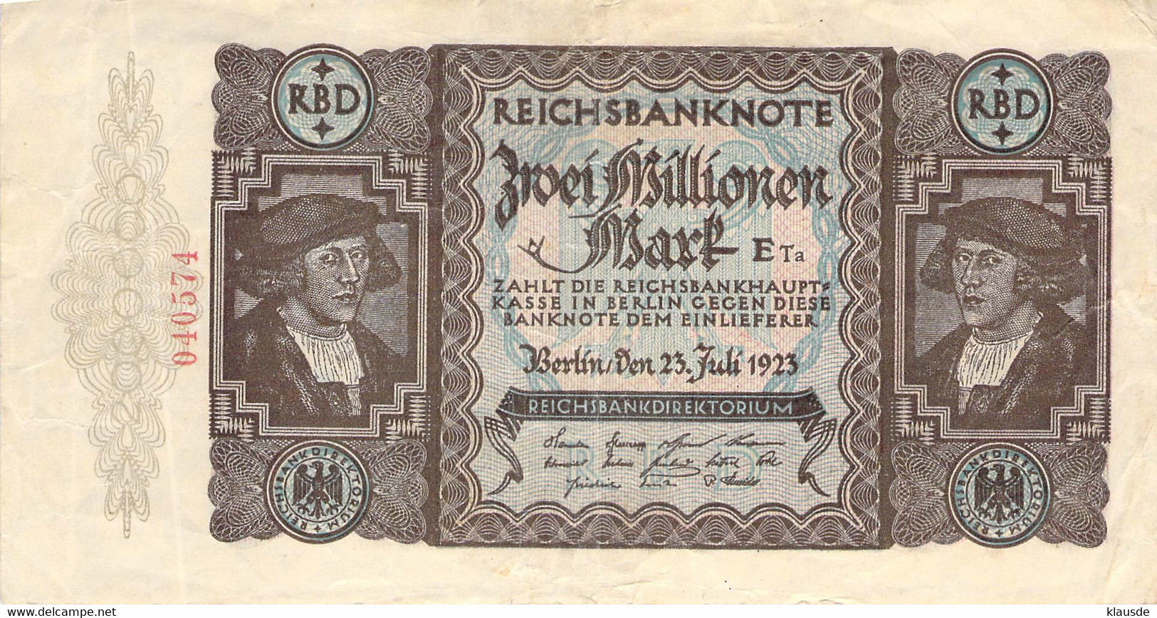 2 Mio Mark 1923 AU/EF (II) 040574 - 2 Mio. Mark