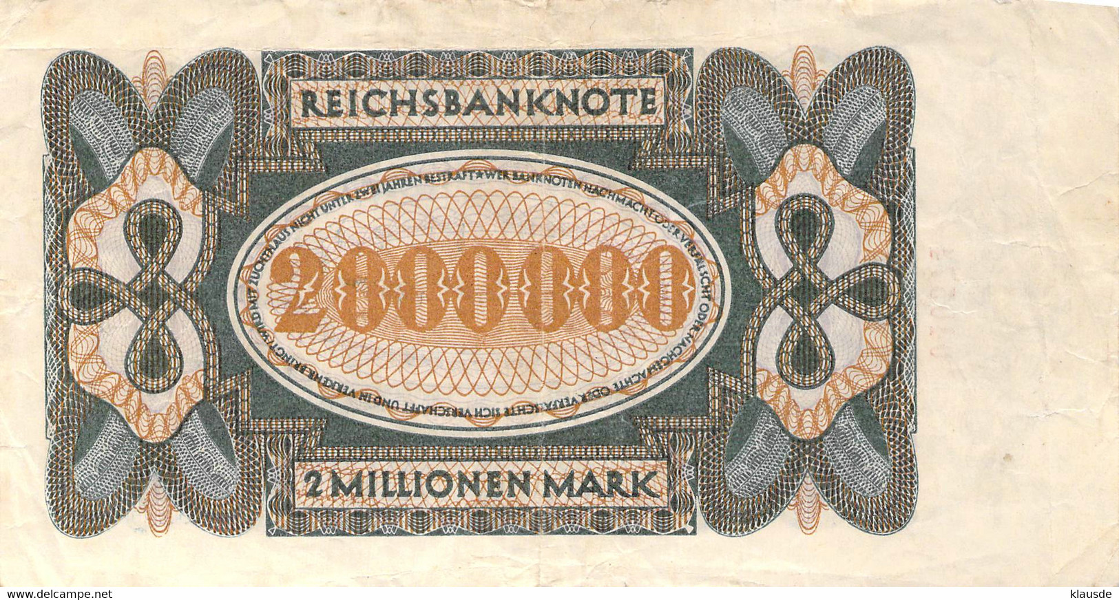 2 Mio Mark 1923 AU/EF (II) 040574 - 2 Mio. Mark