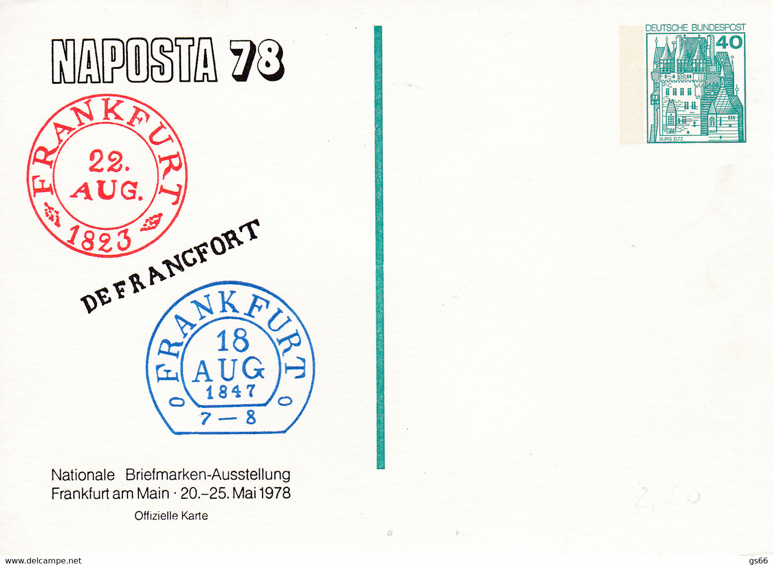 BRD, PP 100 D2/013a, BuSchl. 40,  Frankfurt "Naposta 78", - Privatpostkarten - Ungebraucht
