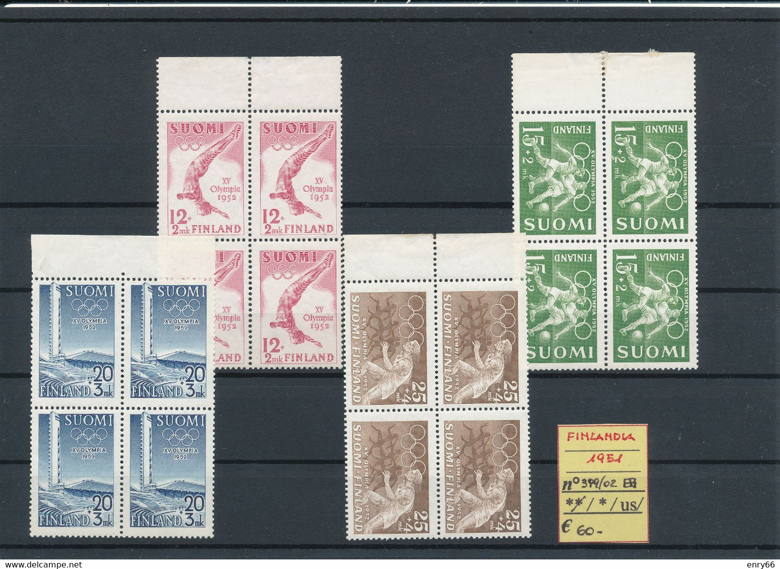 FINLANDIA- 1951 N° 399/02 MNH - Sommer 1952: Helsinki