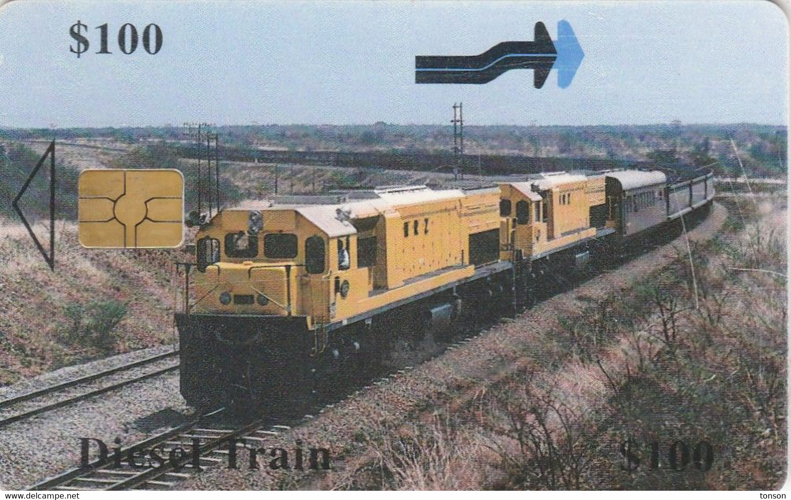 Zimbabwe, ZIM-30, $100 Diesel Train, 2 Scans. - Zimbabwe