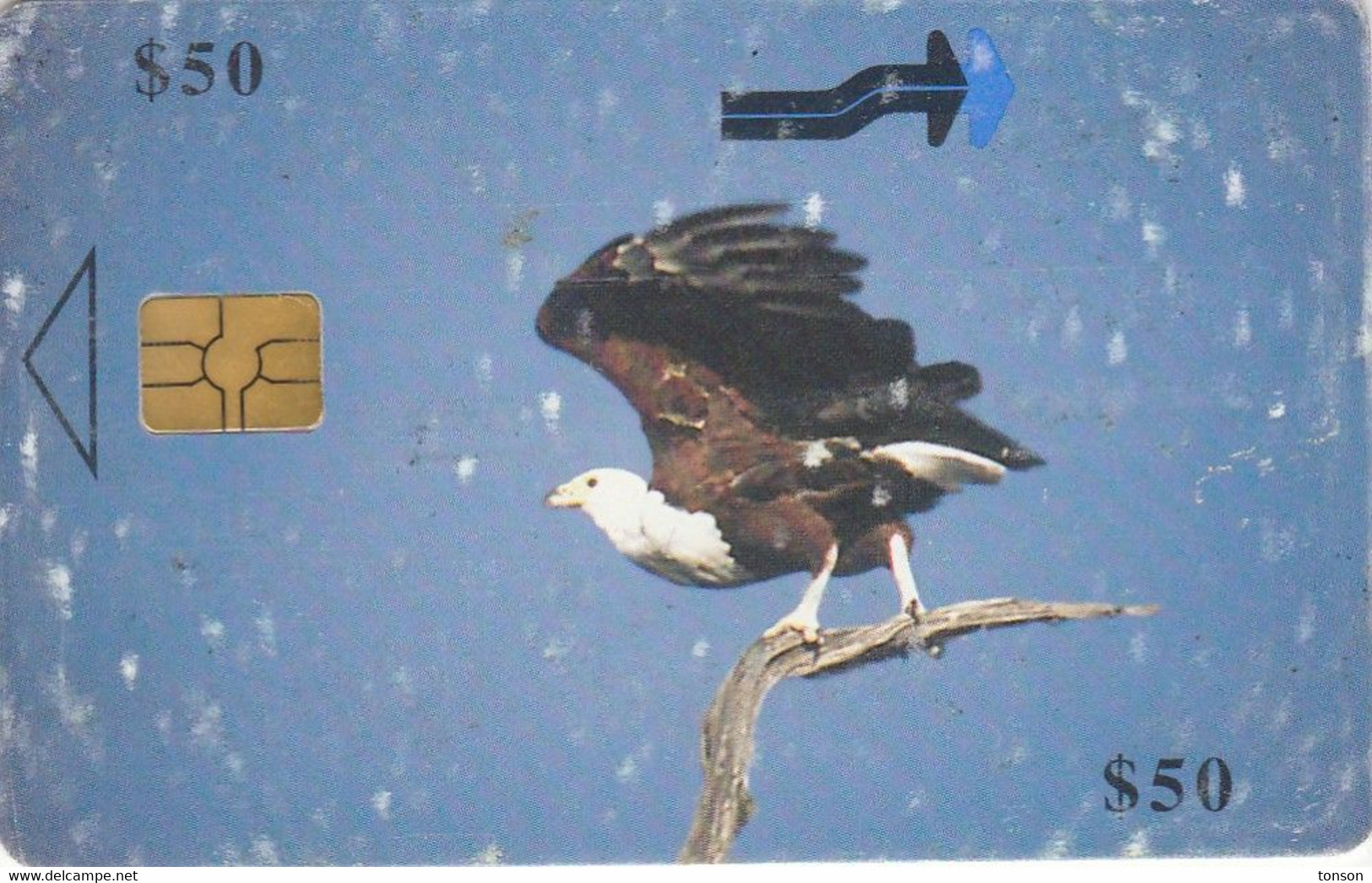 Zimbabwe, ZIM-35, $50 Fish Eagle In Flight, 2 Scans. - Zimbabwe