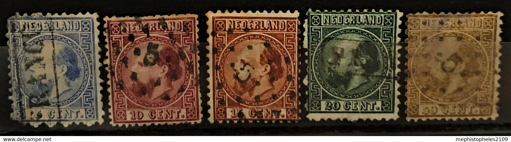 NETHERLANDS 1867 - Canceled - Sc# 7, 8, 9, 10, 11, 12 - Oblitérés