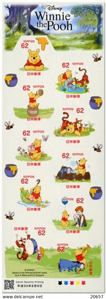 Japon Nippon 2018 8857/66 Winnie L'ourson ( The Pooh ) Dessin Animé, Miel, Tigre, Abeille - Honeybees