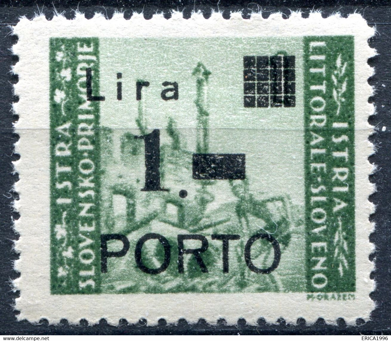 Z2250 ITALIA OCCUPAZIONI ISTRIA Litorale Sloveno 1946 Segnatasse 1 L., MNH**, Sassone N. 8a Varietà, Val. Cat. Sassone: - Occ. Yougoslave: Littoral Slovène