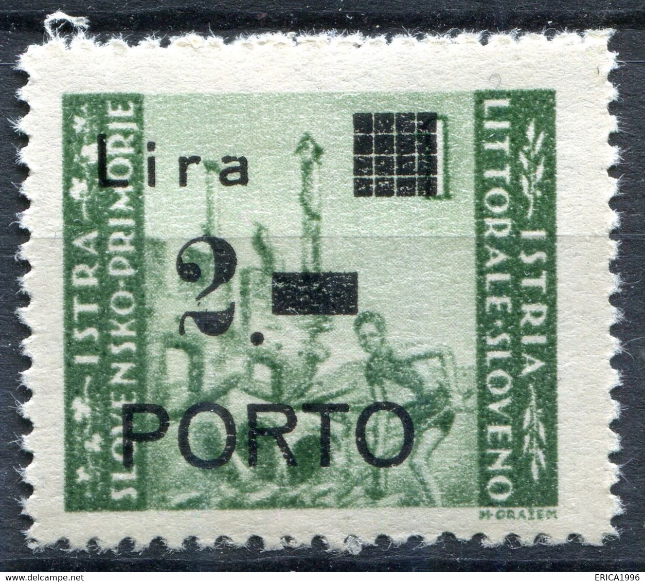 Z2253 ITALIA OCCUPAZIONI ISTRIA Litorale Sloveno 1946 Segnatasse 2 L., MNH**, Sassone N. 9a Varietà, Val. Cat. Sassone: - Occ. Yougoslave: Littoral Slovène