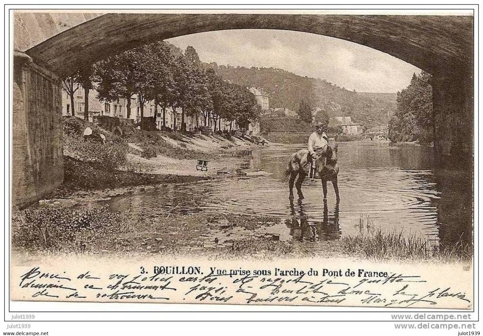 BOUILLON ..-- Pont De France . Cavalier Avec Sa Jambe De Bois ! . 1903 Vers SEDAN ( A. Goffinet ) .Voir Verso . - Bouillon