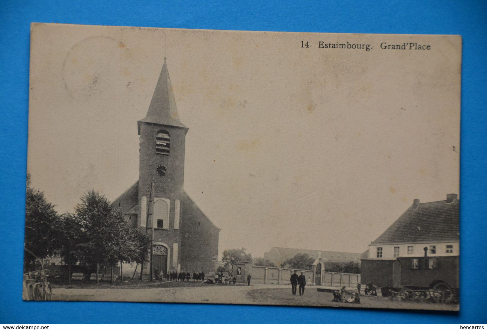 Estaimbourg 1913: Grand'Place Animée Avec Carrioles - Estaimpuis