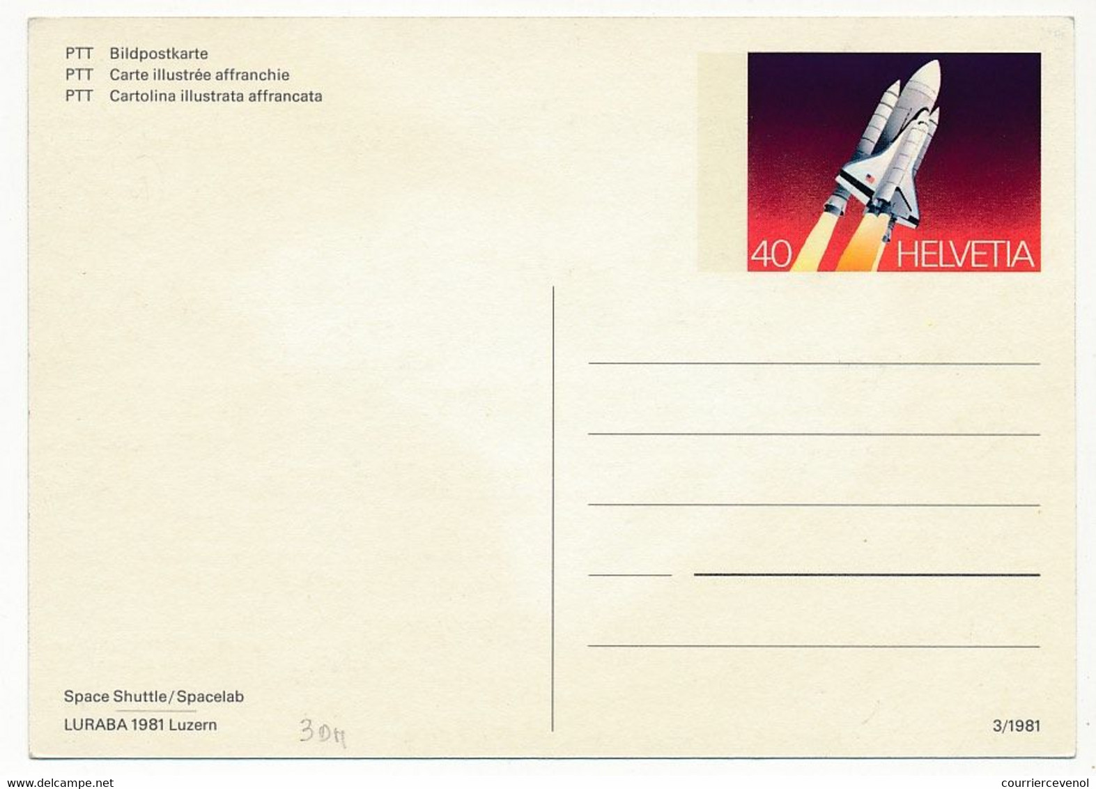 SUISSE => Entiers Postaux (CP) => Space Shuttle / Spacelab - 1 Neuf / 1 Obl. Premier Jour 9/3/2001 BERNE - Entiers Postaux