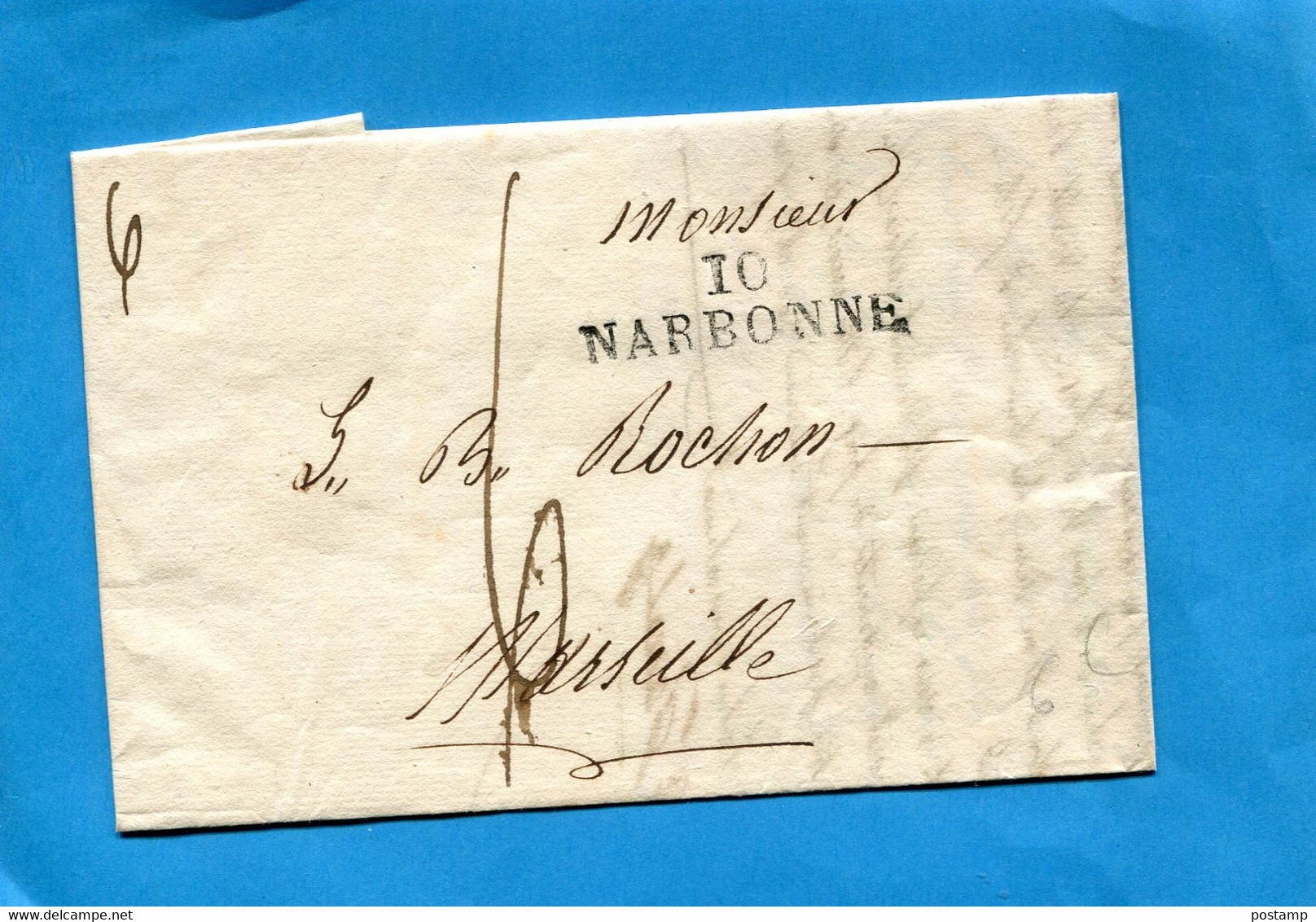 Lettre De 1824-10 NARBONNE-Pour Marseille - ....-1700: Voorlopers