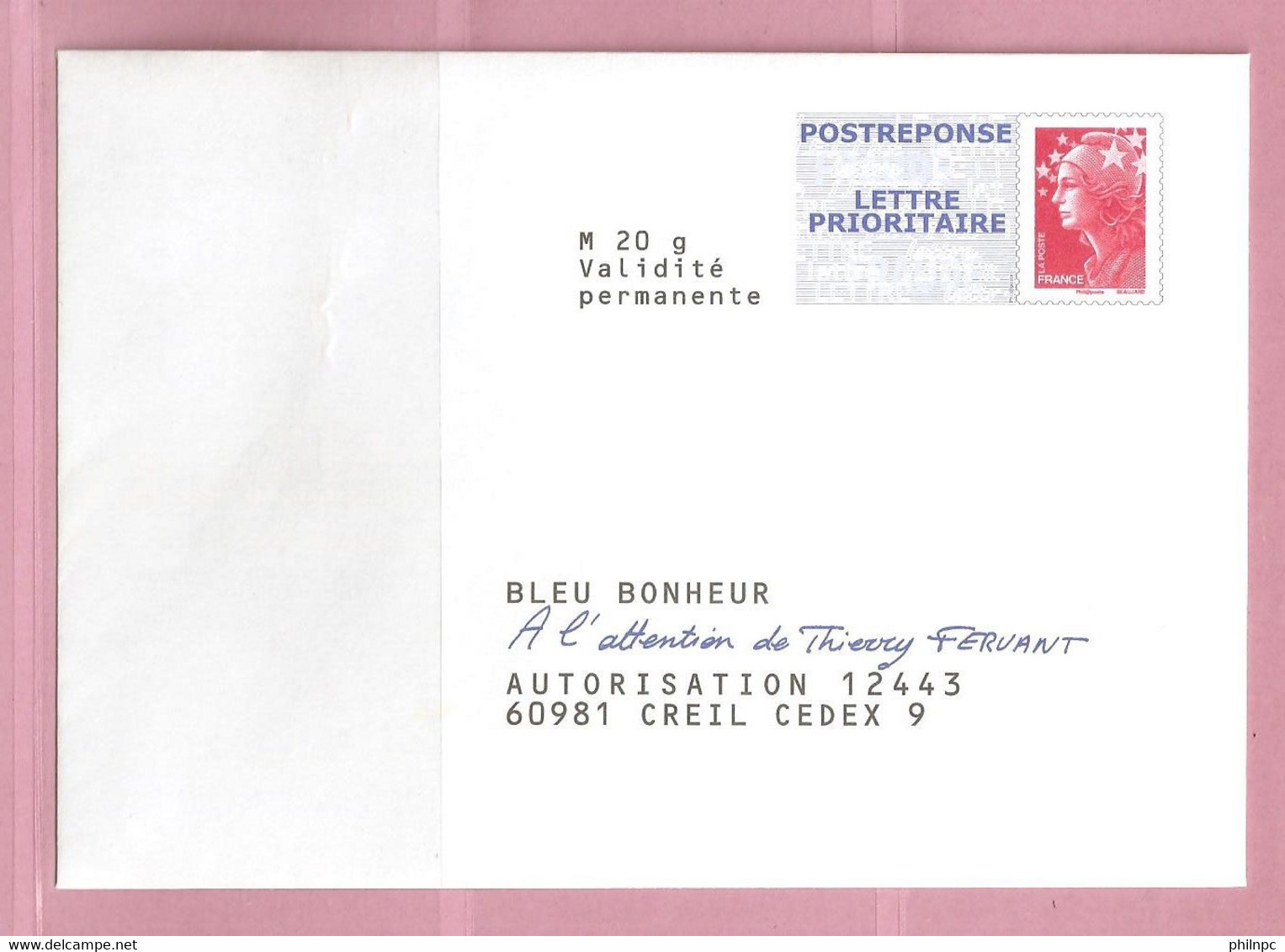 France, Prêt à Poster Réponse, 4230, Postréponse, Bleu Bonheur, Marianne De Beaujard - PAP: Antwort/Beaujard