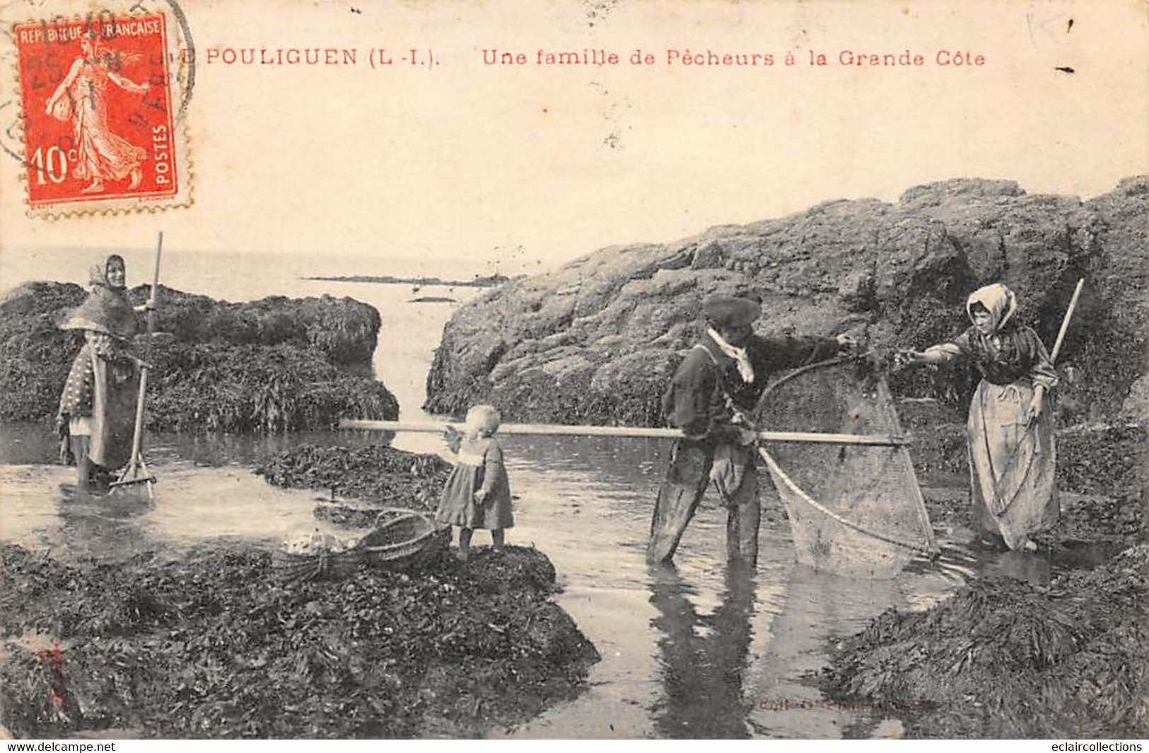 Thème:  Pêche à La Crevette .  Famille De Pêcheurs. Le Pouliguen  44           (voir Scan) - Pêche
