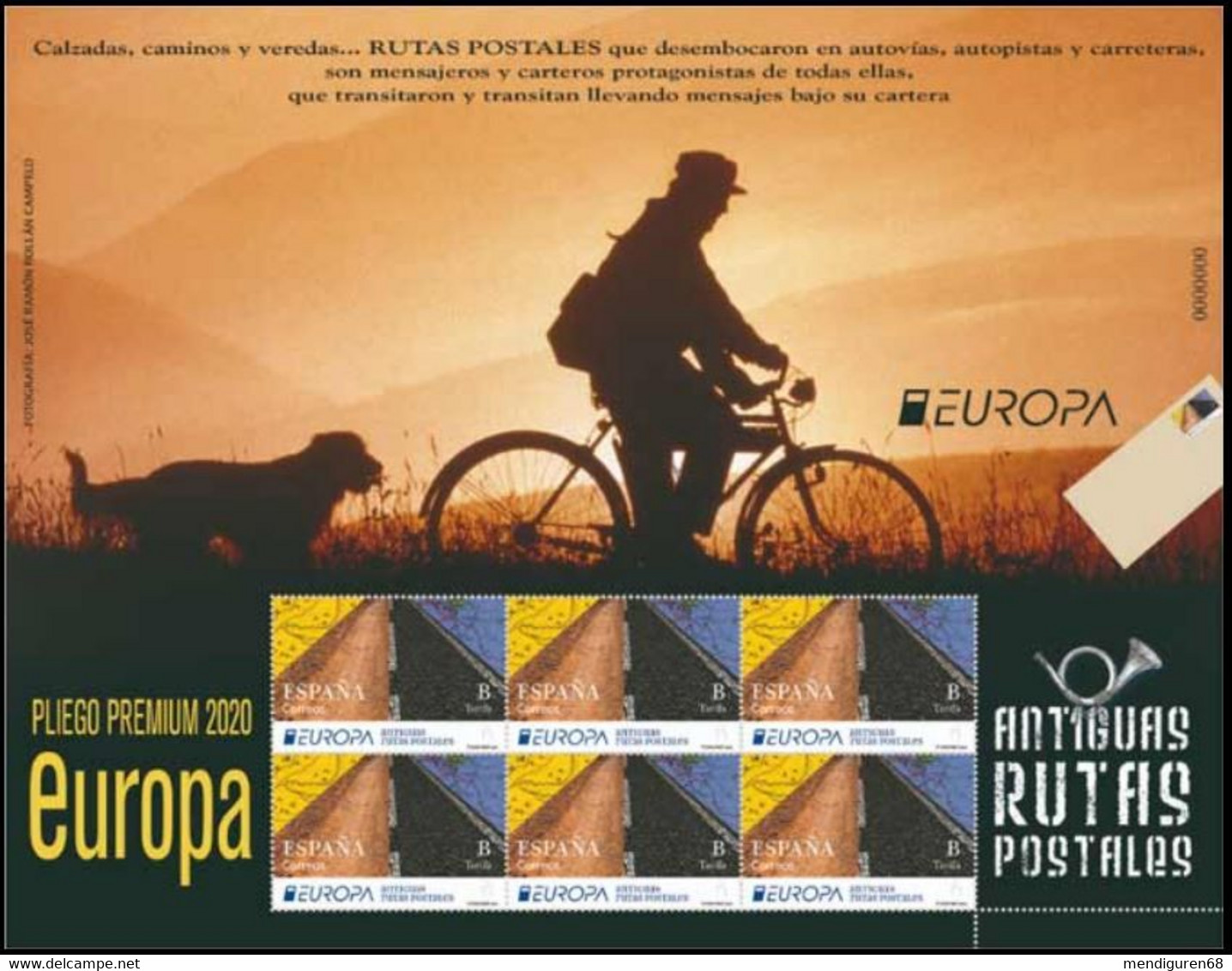 ESPAGNE SPANIEN SPAIN ESPAÑA 2020 EUROPE.ANTIQUES MAIL ROUTES ANTIGUAS  PANE PREMIUM 91 MNH ED 5402 MI 5443 YT 5142 SC 4 - Fogli Completi